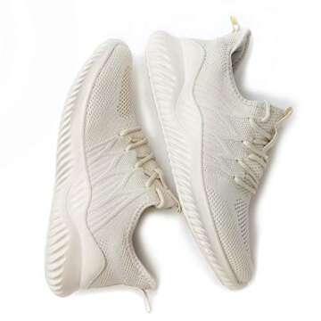 Zapatos de Mujer Womens Ladies Walking Running Shoes Slip On Lightweight Casual Tennis Sneakers Girls Kids Beige