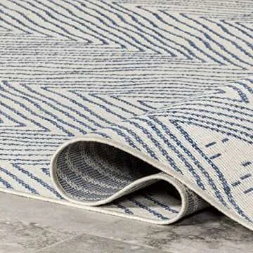 nuLOOM 2' x 3' Outdoor Performance Area Rug, OEKO-TEX Certified, Weather Resistant, High Traffic, Patio, Balcony, Outside, Wavy Blue