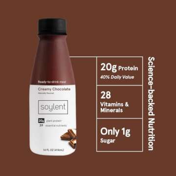 Soylent Creamy Chocolate Meal Replacement Shake, Ready-to-Drink Plant Based Protein Drink, Contains ...