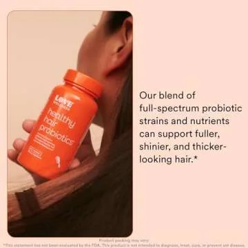 Love Wellness Healthy Hair Probiotics | Support Hair Growth with Biotin and Vitamin B12 & B6 | Supplement for Healthy Scalp & Thicker, Fuller Looking Hair | Safe & Effective | 30 Capsules