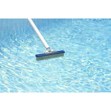 Poolmaster 20177 10-Inch Aluminum-Back Swimming Pool Algae Brush with Stainless Steel Bristles, Clas...