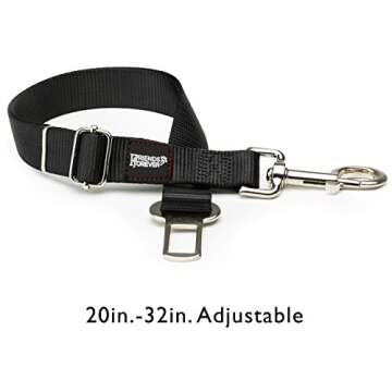 Friends Forever 2-Pack, Adjustable Black Nylon Dog Cat Car Seat-Belt, Vehicle Tether, Restraint Lead for Pets