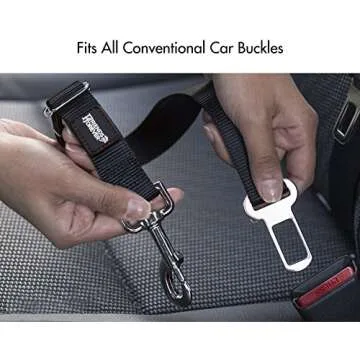 Friends Forever 2-Pack, Adjustable Black Nylon Dog Cat Car Seat-Belt, Vehicle Tether, Restraint Lead for Pets