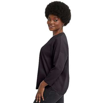 Hanes Women's Essentials Three-Quarter Sleeve Tee, Cotton T-Shirt For Women, Classic Fit