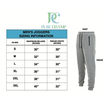 PURE CHAMP Men's Fleece Joggers 3 Pack Sizes S-3XL