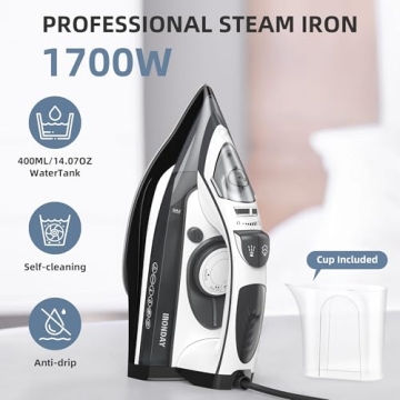 IRONDAY 1700W Steam Iron with Rapid Heating Features