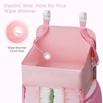 Maliton Hanging Chaning Diaper Caddy – Crib Diaper Organizer – Diaper Stacker for Crib Playard or Wall, Nursery Caddy Organizer for Cribs Playard Baby Essentials Storage