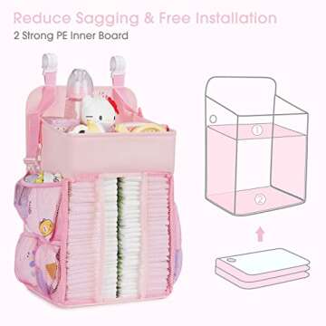 Maliton Hanging Chaning Diaper Caddy – Crib Diaper Organizer – Diaper Stacker for Crib Playard or Wall, Nursery Caddy Organizer for Cribs Playard Baby Essentials Storage