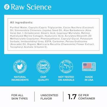 S RAW SCIENCE Anti-Aging/Wrinkle Face Moisturizer for Women & Men, Collagen Day & Night Skin Care with Hyaluronic Acid, Moisturizing & Nourishing Cream, Non-Greasy Formula