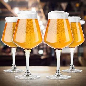 DU VINO Nucleated Teku 3.0 Beer Glass, 14.2 oz, 4 Pack - Insulated Glassware for Better Head Retention & Aroma Release, Craft Beer Glasses for Home