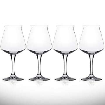 DU VINO Nucleated Teku 3.0 Beer Glass, 14.2 oz, 4 Pack - Insulated Glassware for Better Head Retention & Aroma Release, Craft Beer Glasses for Home
