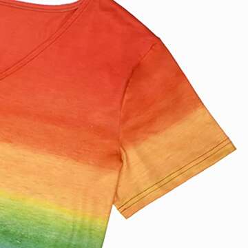 Pride Shirt for Women Rainbow Graphic T-Shirt LGBT Equality Tee Summer Short Sleeve V Neck Tops Yellow Blue
