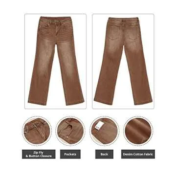 GRAPENT Women's 90s Outfit, High Waisted Stretchy Jeans, Bootcut Bell Bottom Jeans Petite Color Pecan Brown Size 4-6