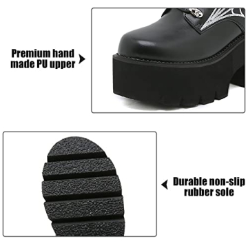 Mikarka Women's Chain Platform Boots Stylish Combat Ankle Booties