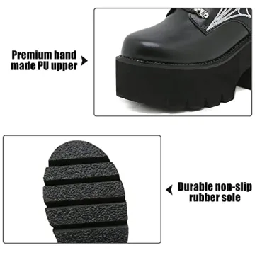 Mikarka Women's Chain Platform Boots Stylish Combat Ankle Booties