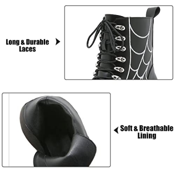 Mikarka Women's Chain Platform Boots Stylish Combat Ankle Booties