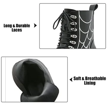 Mikarka Women's Chain Platform Boots Stylish Combat Ankle Booties