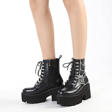 Mikarka Women's Chain Platform Boots Stylish Combat Ankle Booties
