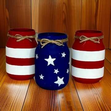 American Flag Mason Jars/Americana Decor / 4th of July Decor/American Mason Jars