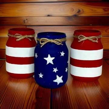 American Flag Mason Jars/Americana Decor / 4th of July Decor/American Mason Jars