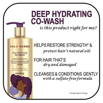 Pantene Gold Series from Sulfate Free Deep Hydrating with Argan Oil for Curly Coily Hair, Co-Wash, 1...
