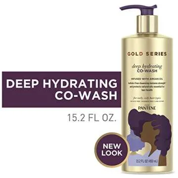 Pantene Gold Series from Sulfate Free Deep Hydrating with Argan Oil for Curly Coily Hair, Co-Wash, 15.2 Fl Oz (Packaging May Vary)