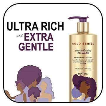 Pantene Gold Series from Sulfate Free Deep Hydrating with Argan Oil for Curly Coily Hair, Co-Wash, 15.2 Fl Oz (Packaging May Vary)