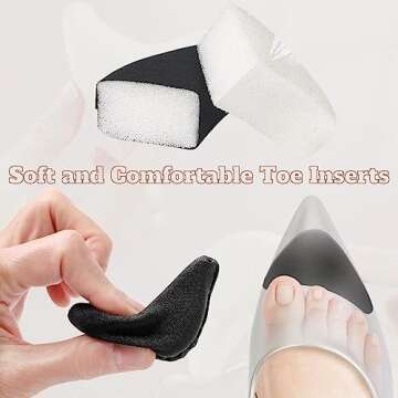 Toe Inserts for Shoes Too Big, 4 Pairs Shoe Inserts for Women Men, Foam Toe Filler, Shoe Fitters, Bl...