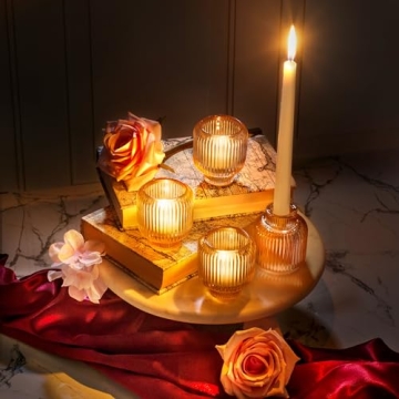 Reversible Glass Candlestick Holders Set for Elegant Decor