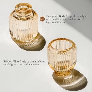 Reversible Glass Candlestick Holders Set for Elegant Decor