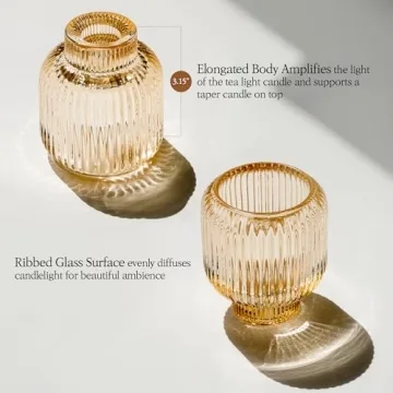 Reversible Glass Candlestick Holders Set for Elegant Decor