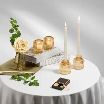 Reversible Glass Candlestick Holders Set for Elegant Decor