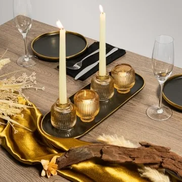 Reversible Glass Candlestick Holders Set for Elegant Decor