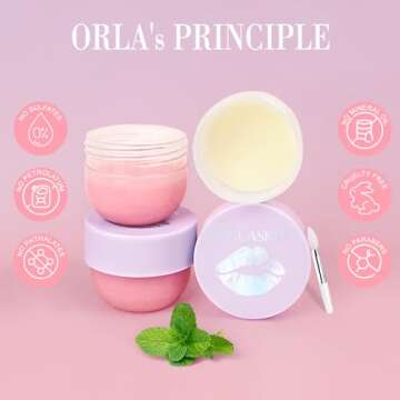 ORLASKIN Lip Mask & Lip Scrubber Exfoliator Lip Sleeping Mask Overnight for Dark Lips to Lighten Moisturizer Lip Butter Balm for Dry Chapped Cracked Peel Lips Skin Care（Mint Flavor）