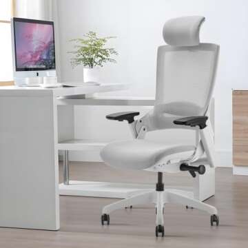 CLATINA Ergonomic High Swivel Executive Chair with Adjustable Height Head 3D Arm Rest Lumbar Support...