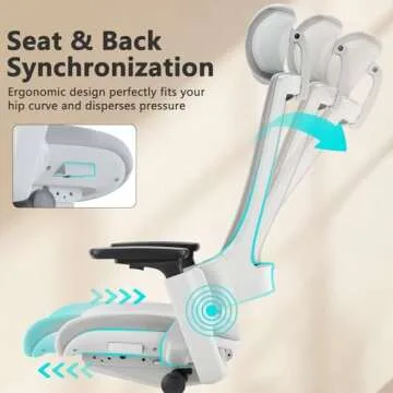 CLATINA Ergonomic High Swivel Executive Chair with Adjustable Height Head 3D Arm Rest Lumbar Support and Upholstered Back for Home Office Gray Mesh 2 Pack