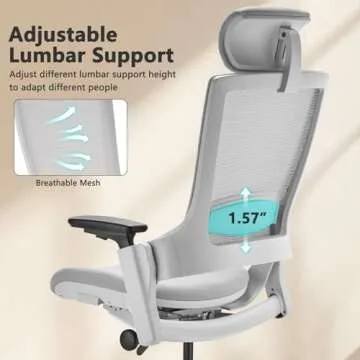 CLATINA Ergonomic High Swivel Executive Chair with Adjustable Height Head 3D Arm Rest Lumbar Support and Upholstered Back for Home Office Gray Mesh 2 Pack