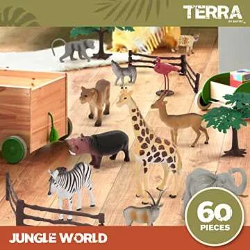 Jungle World Animal Playset - 60 Pcs Educational Fun for Kids