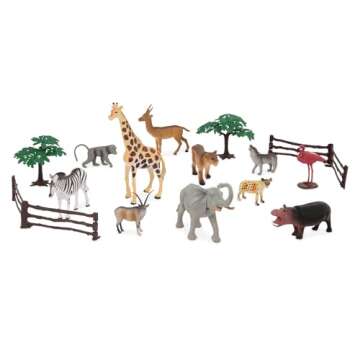 Terra by Battat – 60 Pcs Jungle World Animal Playset - Educational Toys for 3+ Year Old Kids - Realistic Plastic Animal Figurines and Accessories - Giraff, Lion, Tiger, Zebra, Gorilla & More