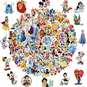 100Pcs Disney Cartoon Sticker for Kids, Cute Mixed Cartoon Princess Stickers for Girl, Waterproof Wa...