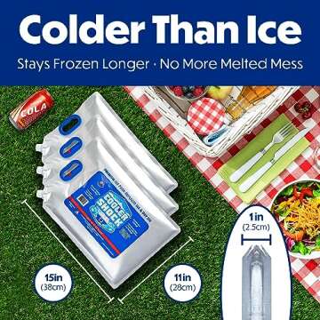 Cooler Shock Reusable Ice Packs for Coolers - Long-Lasting with Handle - Large (Pack of 3)