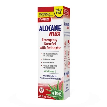 Alocane Emergency Burn Gel: Maximum Strength 4% Lidocaine for Fast Sunburn Relief and First Aid Trea...