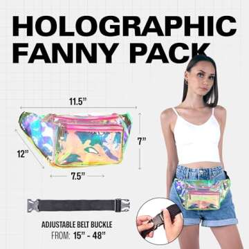 Holographic Clear Fanny Pack Belt Bag | Waterproof fanny pack for Women - Crossbody Bum Waist For Ha...