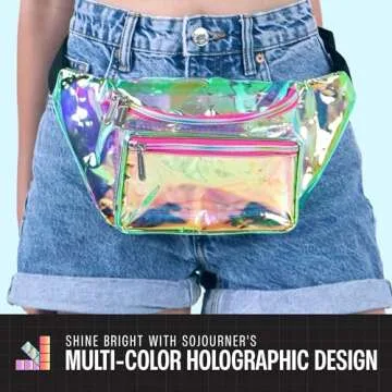 Holographic Clear Fanny Pack Belt Bag | Waterproof fanny pack for Women - Crossbody Bum Waist For Halloween costumes, Hiking, Running, Travel and Stadium Approved (Pink)