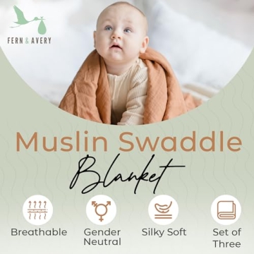 Soft Gender Neutral Baby Swaddle Blankets - 3-Pack