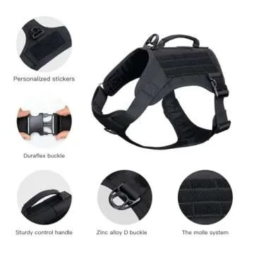 EXCELLENT ELITE SPANKER Tactical Dog Harness Vest with Handle Military Dog Harness Adjustable Training Harness No Pull Dog Harness for Small Medium Large Dogs(Black-S)