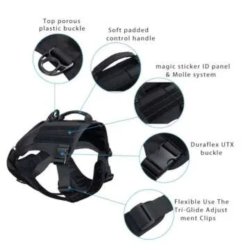 EXCELLENT ELITE SPANKER Tactical Dog Harness Vest with Handle Military Dog Harness Adjustable Training Harness No Pull Dog Harness for Small Medium Large Dogs(Black-S)