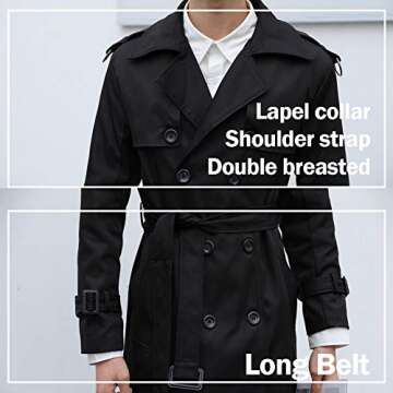 Pantete Man’s Double Breasted Trench Coat Oversized Casual windbreaker Lapel Long Jacket Overcoat