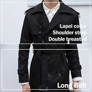 Pantete Man’s Double Breasted Trench Coat Oversized Casual windbreaker Lapel Long Jacket Overcoat