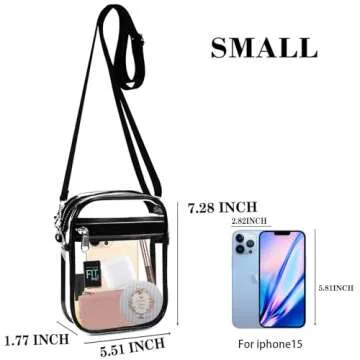 Fibrdoo Clear Crossbody Purse Bag, Clear Bag Stadium Approved with Front Pocket for Concerts Sports Festivals